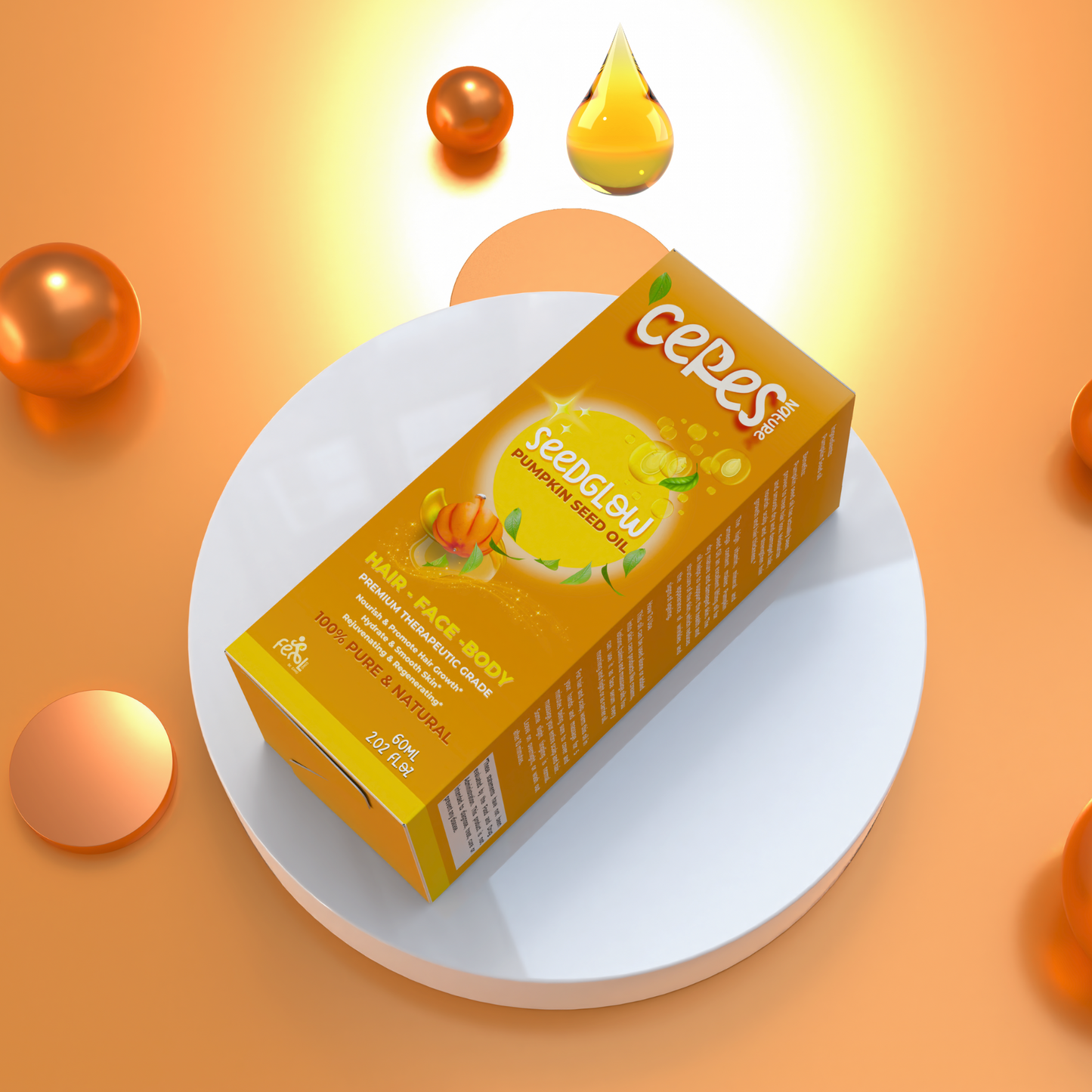 Ceres Seed Glow Pumpkin Seed Oil 2Fl Oz, Pure Cold Pressed Pumpkin Seed Oil for Dry Damaged Hair Growth, Moisturizing Scalp Hair Growth Oil, Nourishment for All Hair Types