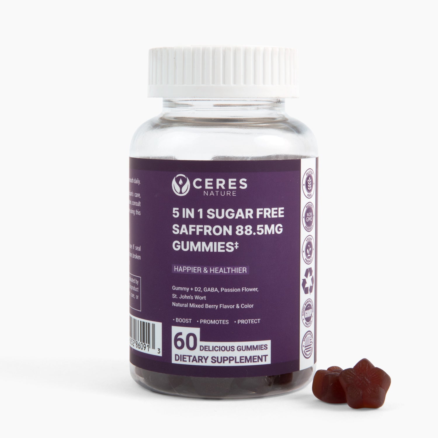Premium Saffron Extract 88.5mg** Gummy - Appetite Control, Eye Support, Boost Energy & Heart Health NON-GMO – Gluten Free – Vegan Friendly- Sugar-Free Antioxidant Boost - Premium Quality - 60 Gummies
