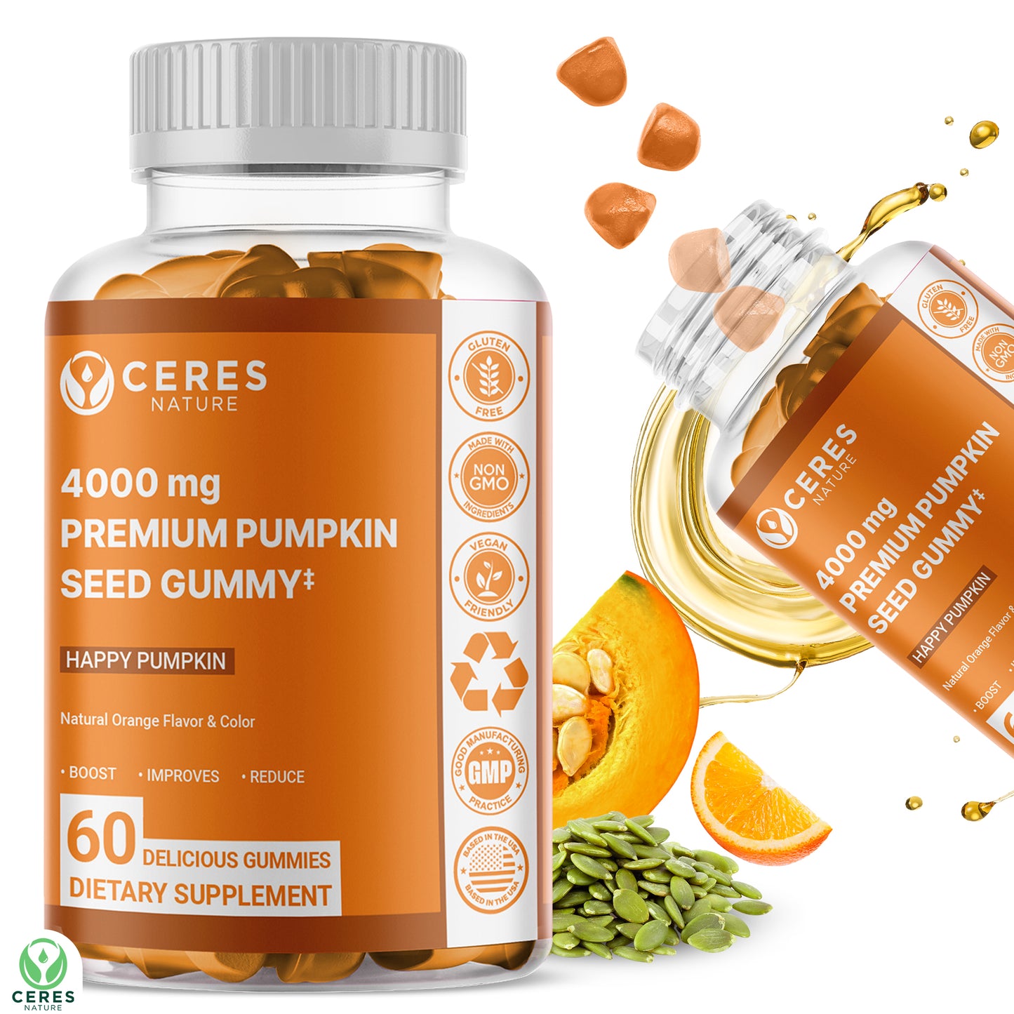 Ceres Nature Pumpkin Seed Oil Gummies 4,000 mg** Happy Pumpkin
